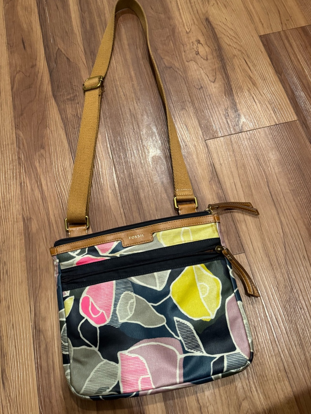 Fossil Multicolor Floral Crossbody with Mustard Strap